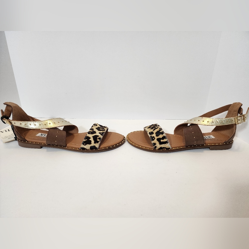 Myra Women’s Size 8 Leopard Print Gold Studded Leather Sandals Boho chic READ - Picture 8 of 8